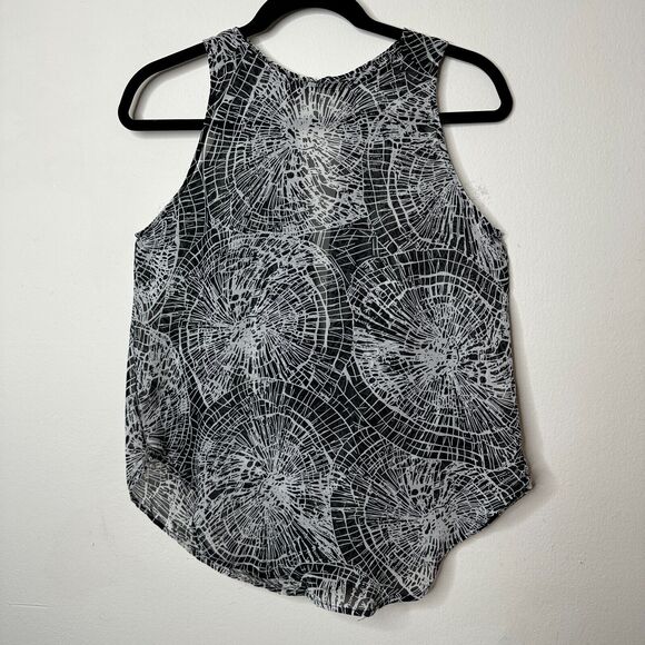 Ovi Black & White Wood Circle Design Keyhole Draped Back Sleeveless Blouse Small - Picture 11 of 11